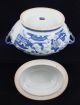 Antique Blue & White Canton China,  Export Porcelain - - Soup Tureen,  Twisted Hdles. Boxes photo 3