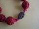 Excellent Chinese Handcarved Red Cinnabar Bead Necklace 31 1/2 
