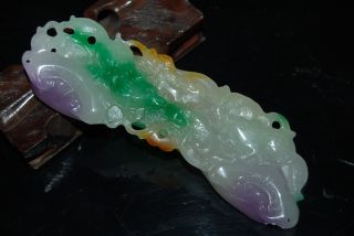 Chinese Natural Jadeite Level A Hand - Carved Statues Squirrel & Ganoderma Nr photo