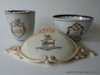 Nr Antique 18th Century Chinese Armorial Tea Cups Qing Qianlong Worcester photo