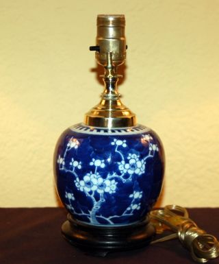 Chinese Blue & White Hawthorn Prunus Ginger Jar/lamp Qing Circa 1900 photo