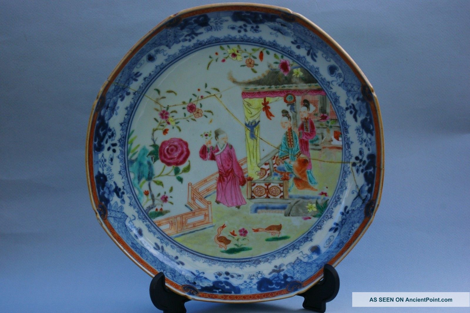 Antique Chinese 18thc Famille Rose Dish Plates photo