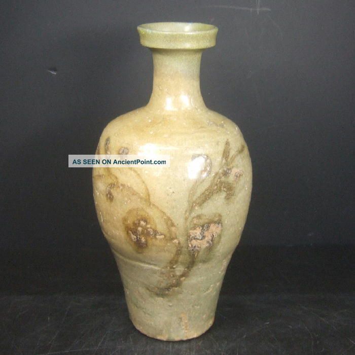 F074: Real Old Korean Goryeo Dynasty Blue Porcelain Ware Vase With Painting. Korea photo