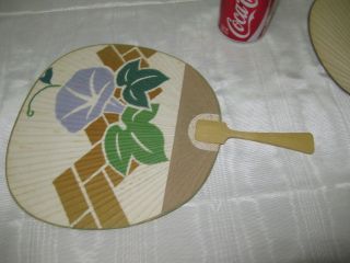 Vintage Hand Painted Floral & Ivy Asian Oriental Hand Held Fan photo