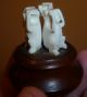 Faux Ivory Three Wise Monkeys Miniature Carving On Hardwood Base Circa 1920s Other photo 2