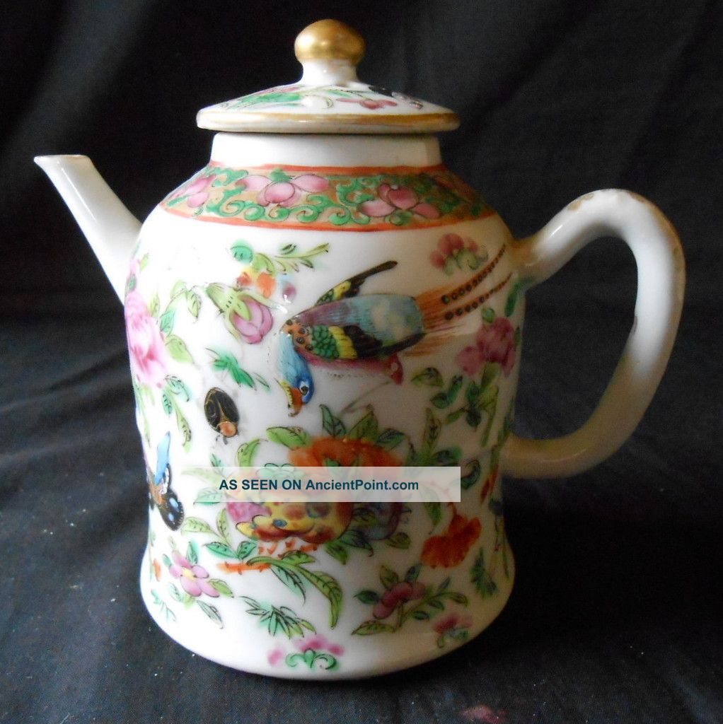 Lovely Chinese 19th Century Qing Canton Famille Rose Teapot/winepot Pots photo