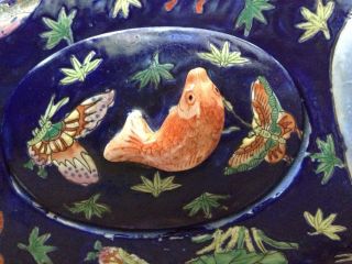 Antique/vintage Porcelain Handpainted Coverered Fish Shape Box Or Bowl 15.  5 In L photo