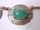 Chinese Vtg Apple Green Jade Jadeite Cabochon Enamel Dragon Brass Necklace Necklaces & Pendants photo 5