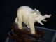 Antique Authentic Chinese Hand Carved Ox - Bone Elephant Statue W/stand Other photo 10