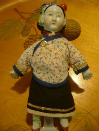 Antique Porcelain Head Chinese Doll With Bound 