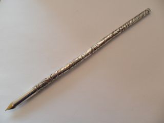 Antique Chinese Export Solid Silver Dipping Pen With Dragon Decoration C1900. photo