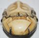 Japanese Netsuke Signed Carved Ox Bone Face Quan Yin Brooch Pin 950 Silver Mount Netsuke photo 1