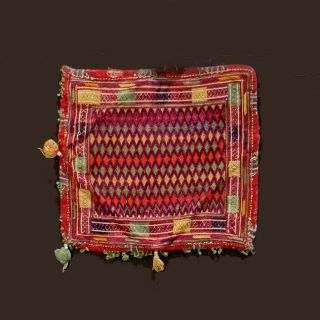 Antique Vintage Small Pakistani Bag Front Woven 1920’s Colorful Very Fine Work photo