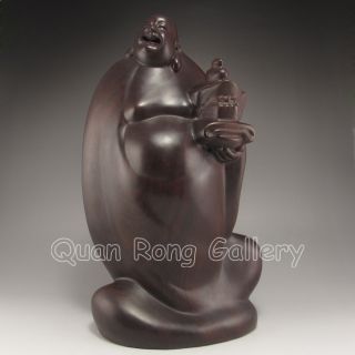 Chinese Hard Wood Statue - Laughing Buddha Nr photo
