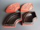 A Pair Of Old Chinese Cinnabar Scholar Boxes Fan Shaped Boxes photo 1