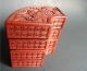 A Pair Of Old Chinese Cinnabar Scholar Boxes Fan Shaped Boxes photo 7