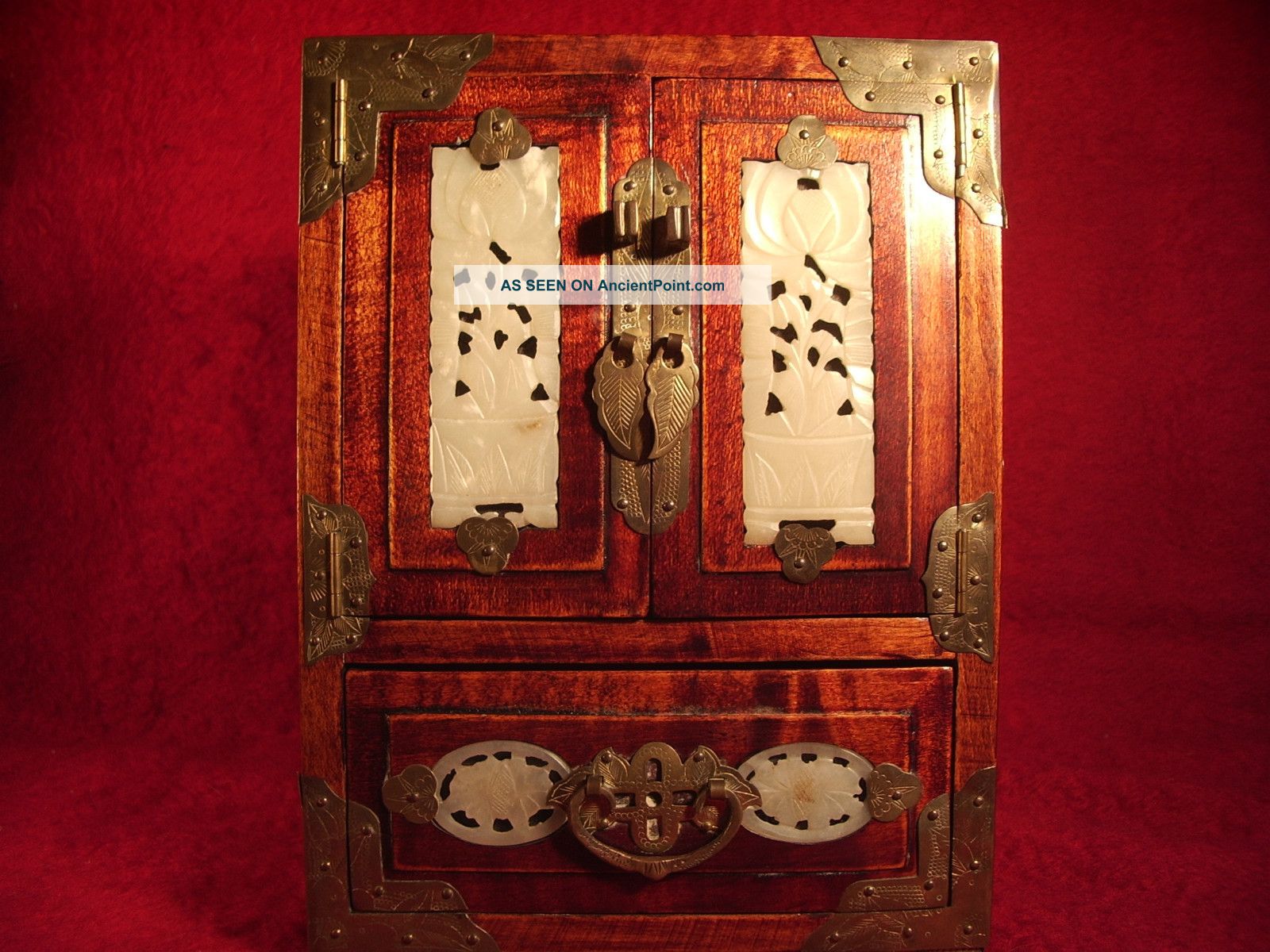 A Chinese Wood Table Cabinet With Jade Inserts Cabinets photo
