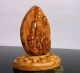 Chinese Peach Wood Carved Buddha Kwan - Yin Dragon Statue Sculpture Amulet Netsuke Buddha photo 1