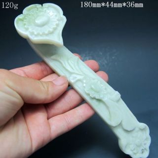 100% Natural Chinese Lantian Jade Hand - Carved Statue - - Ruyi Nr photo