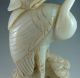 1820g Old Chinese Nephrite Jade Carved Crane Lingzhi Carving Other photo 2