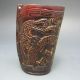 Old Antiques Chinese 100% Ox Horn Hand Carved Dragon Jiao Cup Nr/nc2023 Other photo 3