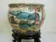 Rose Medallion Oriental Fish Bowl Or Planter W/rosewood Stand Bowls photo 1