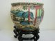 Rose Medallion Oriental Fish Bowl Or Planter W/rosewood Stand Bowls photo 2