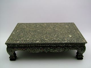 A Fine Antique Inlaid Indian Lacquered Hard - Wood Stand. photo