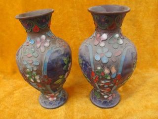 Colorful Copper Pair Vase Chinese Old Ancient photo