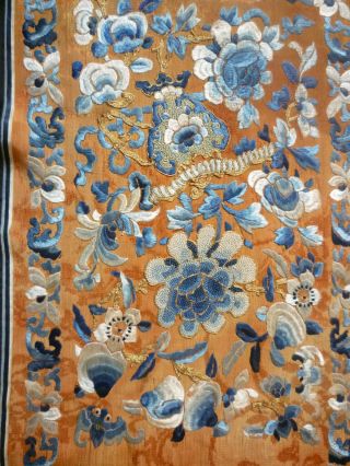 Chinese Embroidered Silk And Metallic Panel,  Qing Dynasty,  19th Century,  56in. photo