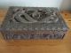 Antique 19th Century Chinese Wooden Box Beautifully Carved Dragon Lock & Key Boxes photo 2