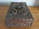 Antique 19th Century Chinese Wooden Box Beautifully Carved Dragon Lock & Key Boxes photo 3