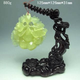 100% Natural Xiu Jade Hand - Carved Statue (with A Certificate) - Pumpkin Nr/xy1841 photo