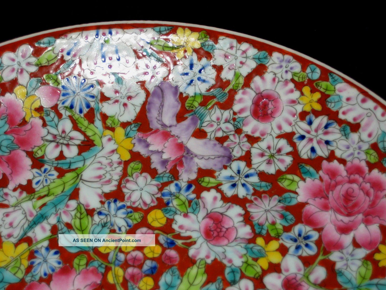Chinese Porcelain Charger,  Mille Fleur,  Qianlong Mark Plates photo