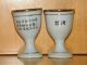 Vtg White Porcelain Gilt Chinese Mandarin Characters Egg Cups Cordial Goblet Set Glasses & Cups photo 1
