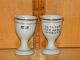 Vtg White Porcelain Gilt Chinese Mandarin Characters Egg Cups Cordial Goblet Set Glasses & Cups photo 2