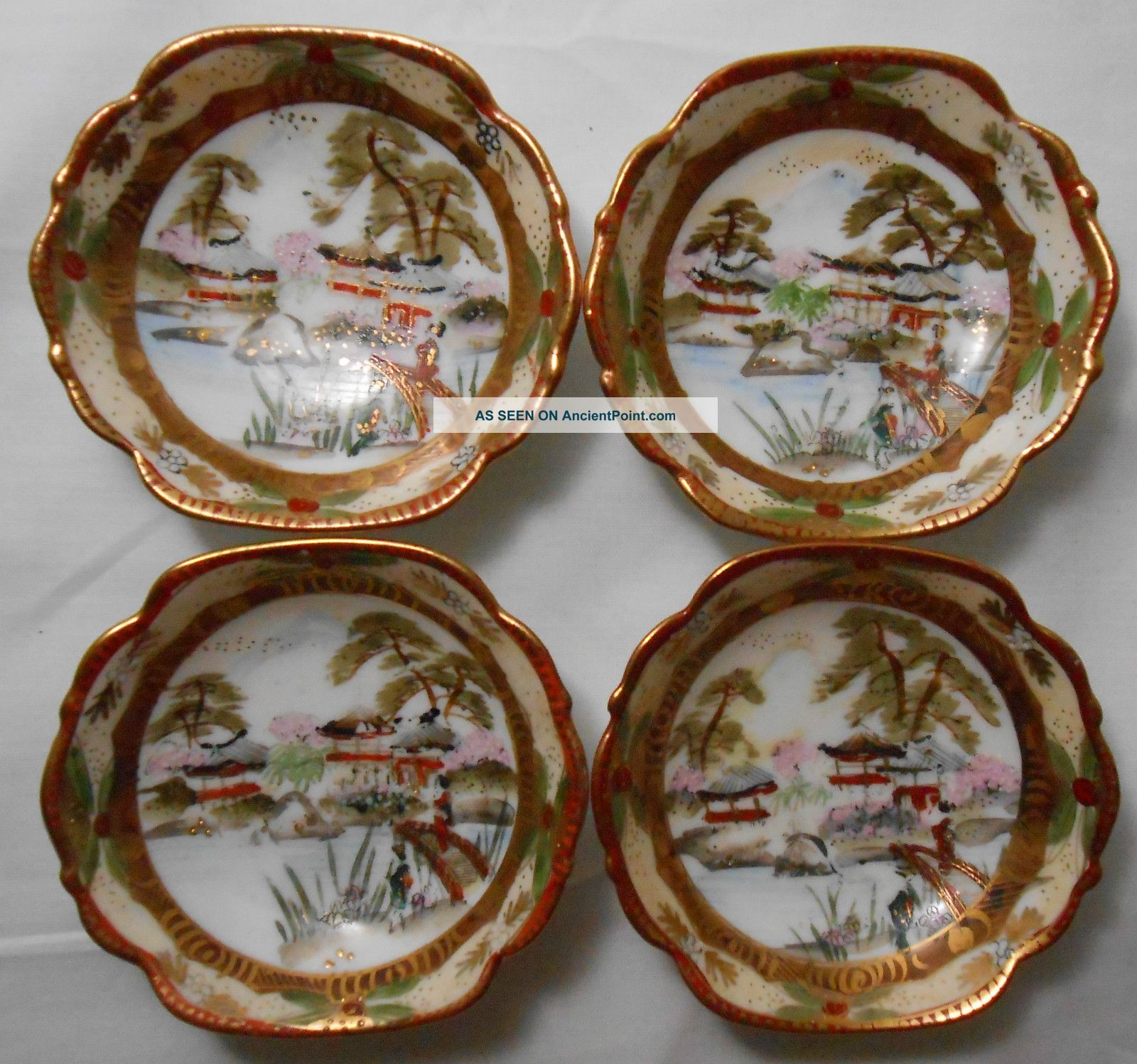 4 Lovely Nippon Royal Kaga Geisha Girl Open Salts Other photo