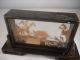 Vintage Chinese Carved Cork Art In Glass And Wood Case Amazing Detail Other photo 9
