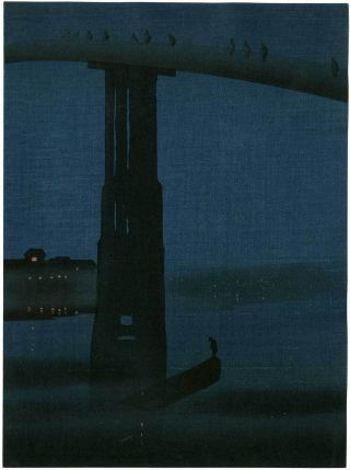 Eijiro Japanese Woodblock Print Bridge After Whistler photo