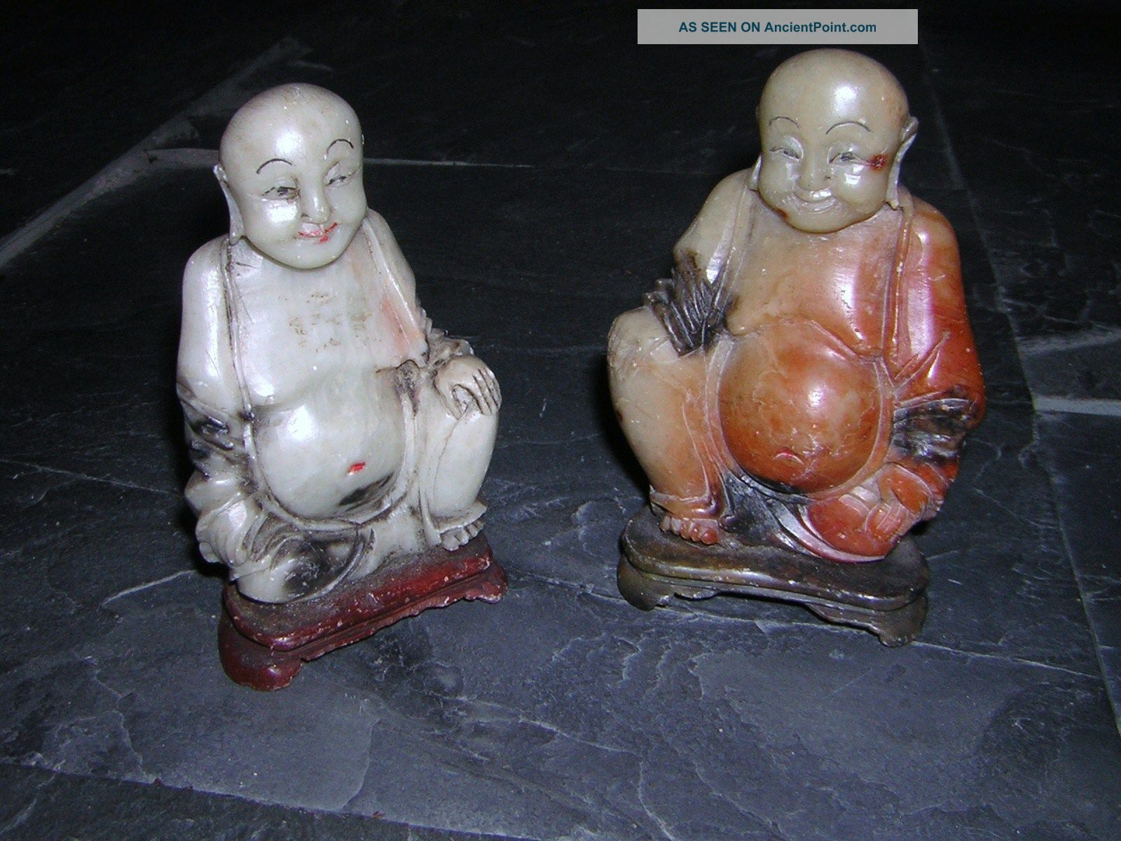 Pair Of Antique Chinese Jade Budha ' S / Figurines Jade/ Hardstone photo