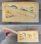 Vintage Signed Japanese Hand - Tooled Leather Clutch Purse W/hand - Painted Scenes Other photo 3