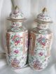 19th Two Chinese Export Porcelain Familie Rose Medallions Vases Vases photo 1