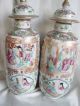 19th Two Chinese Export Porcelain Familie Rose Medallions Vases Vases photo 2
