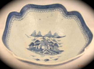 Antique Blue & White Canton China,  Export Porcelain - - - - - - Useful Salad Bowl photo