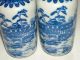 Pair Of Antique Chinese Export Porcelain Blue Geisha Girl Temple Vases Vases photo 2