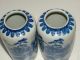 Pair Of Antique Chinese Export Porcelain Blue Geisha Girl Temple Vases Vases photo 3