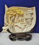 Early 19thc Carved Ox Bone Plaques Signed - Statue Netsuke Other photo 1