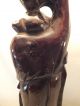 Lrg Carved Chinese Hardwood Figure Of An Old Man Inlaid With Silver Wire19thc (a Woodenware photo 4