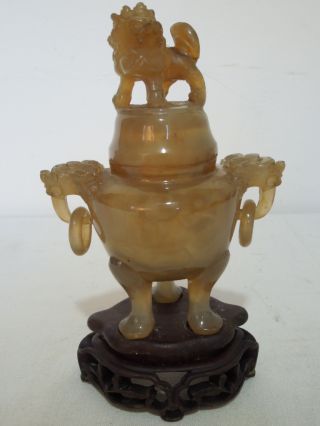 4.  A Chinese Agate Vase With Lid Probably 19th Or Earlier photo