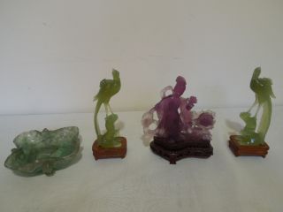 7.  Group Of Chinese Jadeite Or Crystal Figures Probably Early 20th C photo